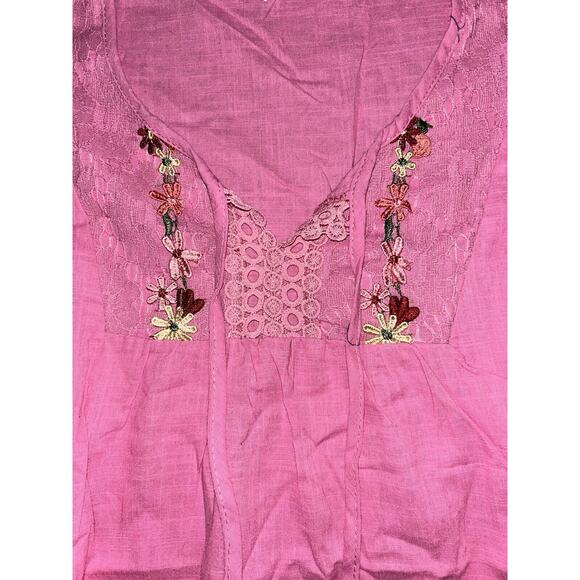 Ladies Casual Half Sleeve Tops T Shirts Women Loose V Neck Lace Shirts Blouse - Picture 2 of 6